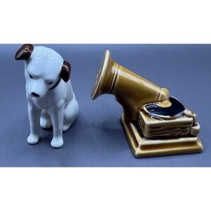 Vintage Nipper Phonograph Salt & Pepper Shakers Dog Victor RCA Figurine
